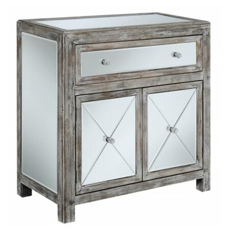 CONVENIENCE CONCEPTS Gold Coast Vineyard Mirrored Cabinet, Weathered White HI21814